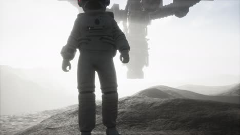 Astronaut-Läuft-Auf-Einem-Marsplaneten